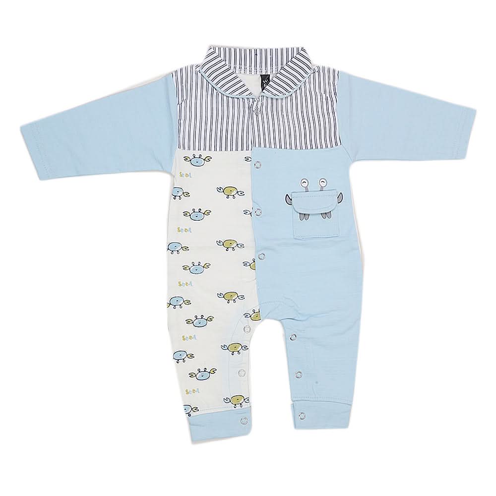 Newborn Boys Full Sleeves Romper 44006 - Blue, Kids, New Born Boys Rompers, Chase Value, Chase Value