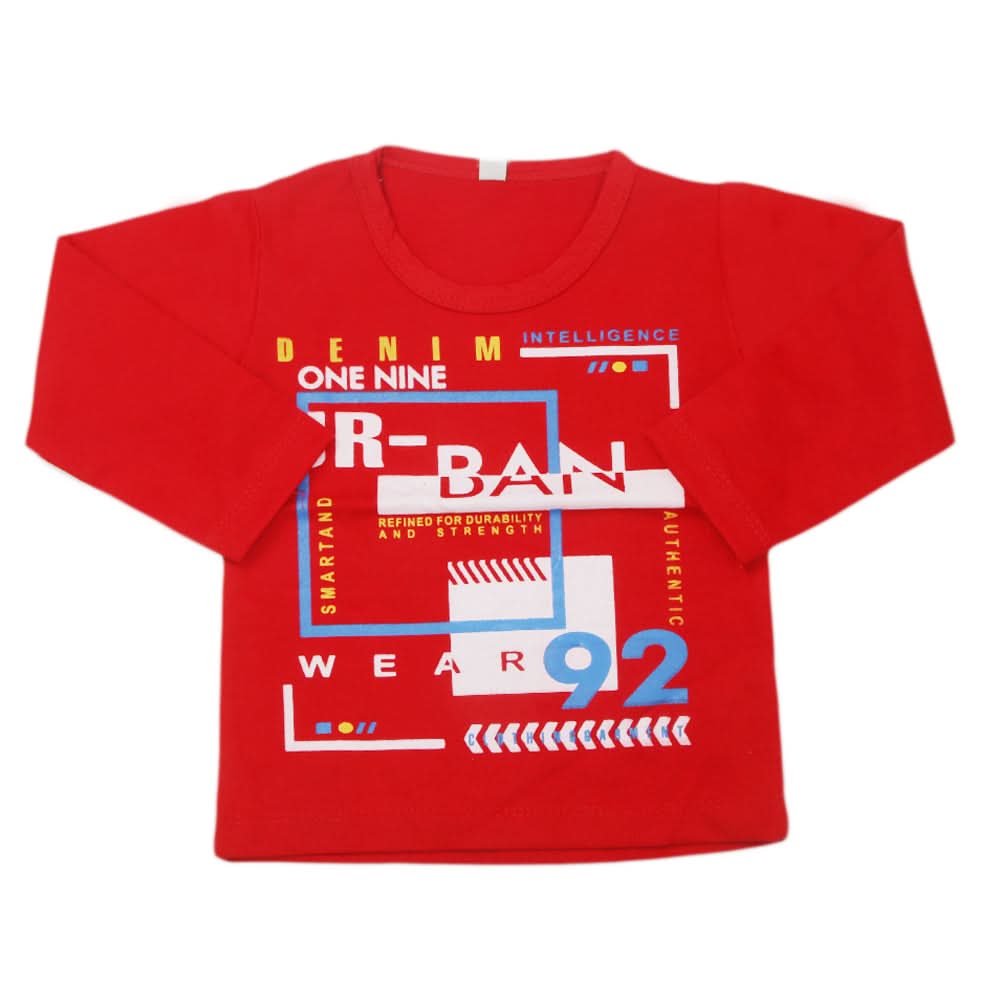 Boy's Full Sleeves T-Shirt 8737 - Red, Kids, Boys T-Shirts, Chase Value, Chase Value