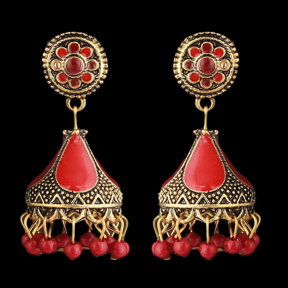Women's Fancy Ear Jhumki -  Red, Women, Earrings & Tops, Chase Value, Chase Value