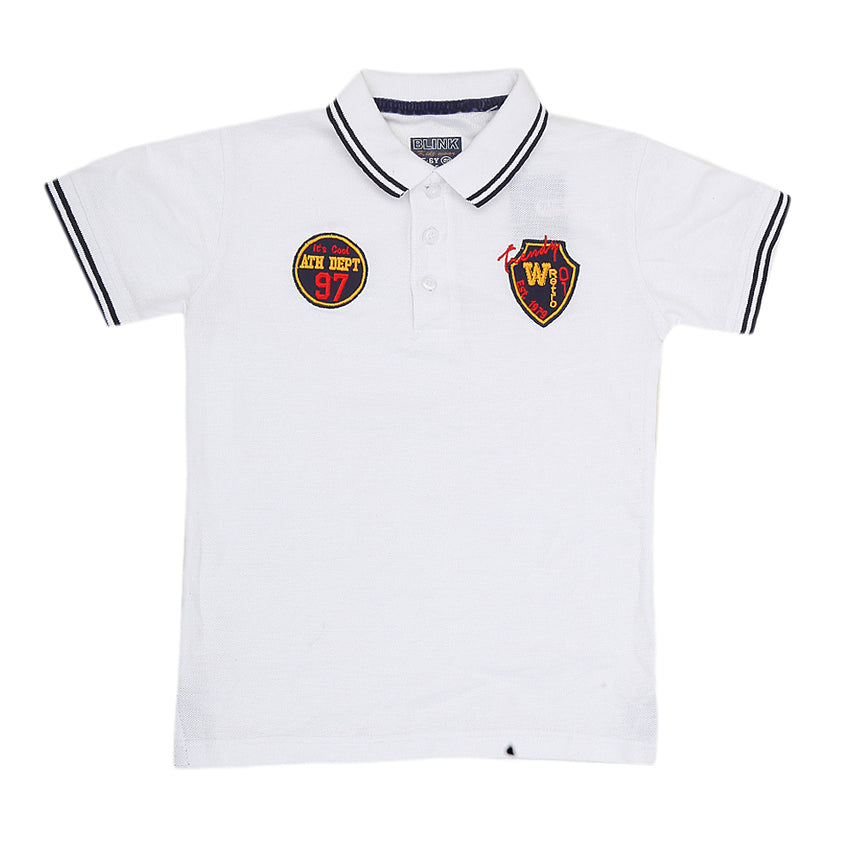 Boys Half Sleeves Polo T-Shirt - White, Kids, Boys T-Shirts, Chase Value, Chase Value