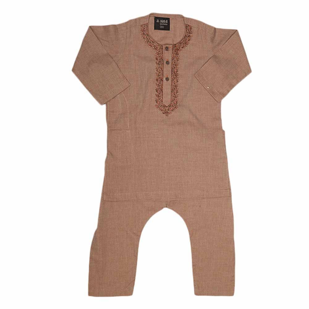 Boys Embroidered Shalwar Suit - Light Brown, Kids, Boys Shalwar Kameez, Chase Value, Chase Value