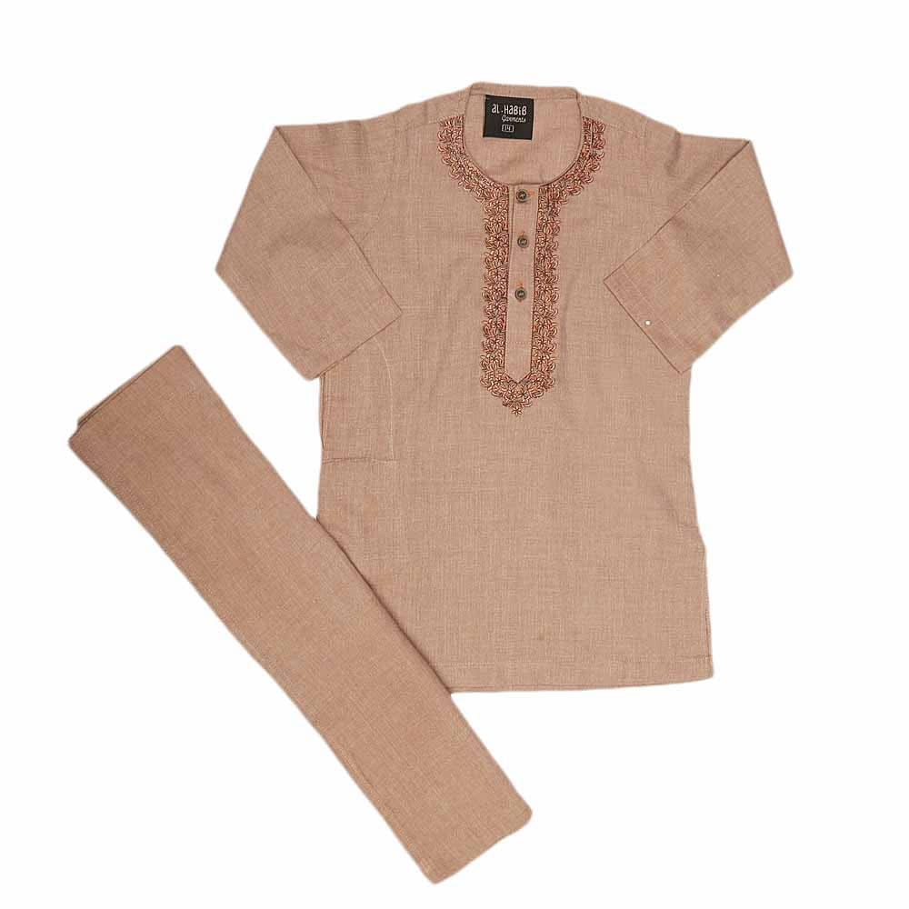 Boys Embroidered Shalwar Suit - Light Brown, Kids, Boys Shalwar Kameez, Chase Value, Chase Value