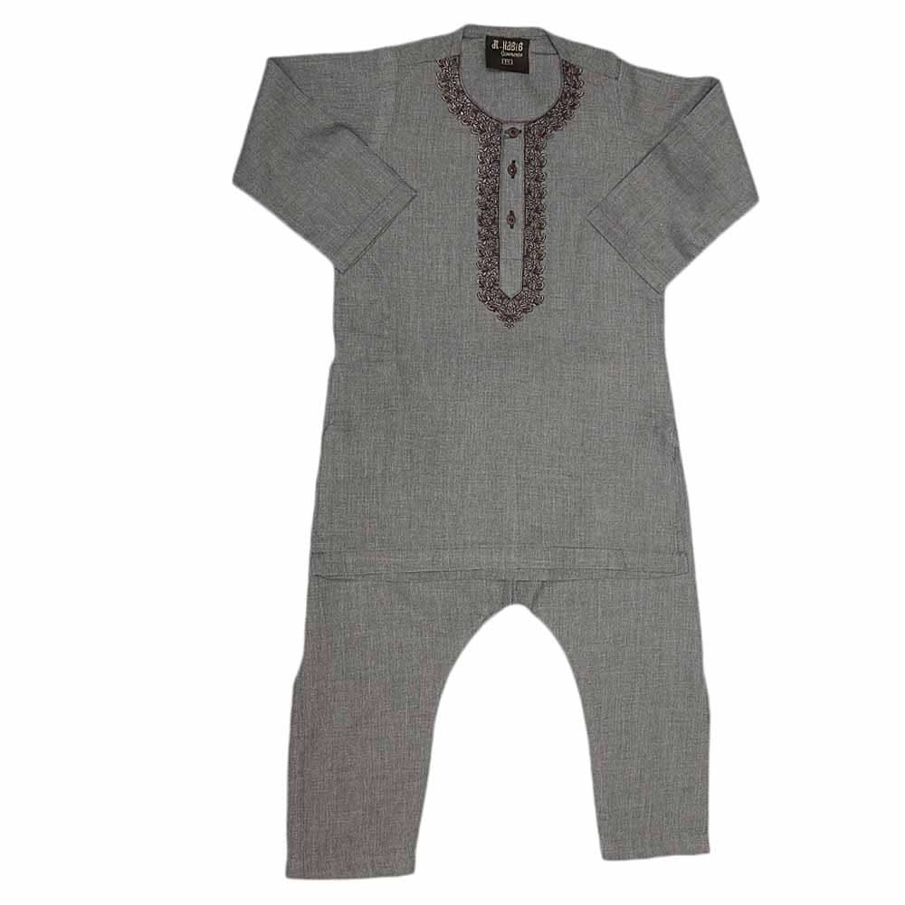 Boys Embroidered Shalwar Suit - Grey, Kids, Boys Shalwar Kameez, Chase Value, Chase Value