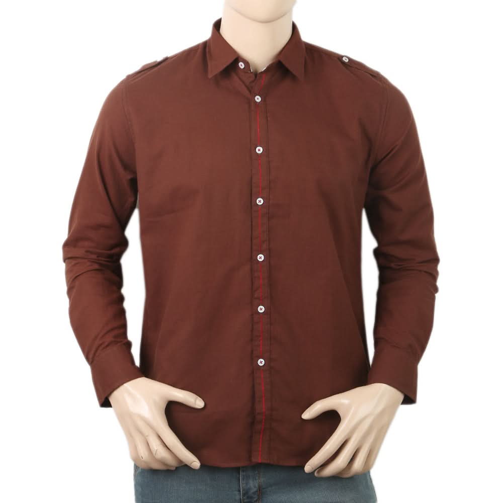 Men's Full Sleeves Casual Shirt - Dark Brown, Men, Shirts, Chase Value, Chase Value