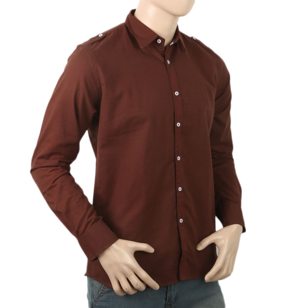 Men's Full Sleeves Casual Shirt - Dark Brown, Men, Shirts, Chase Value, Chase Value