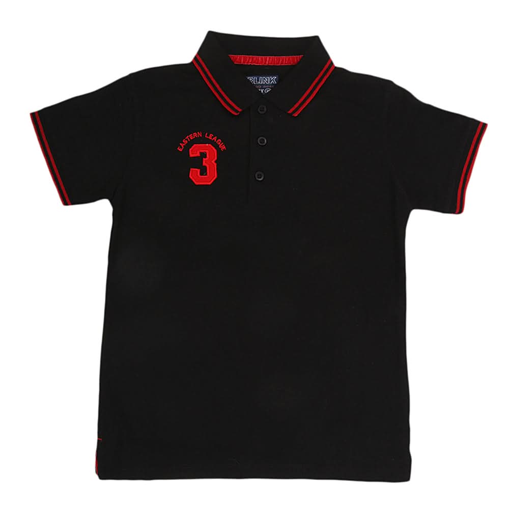 Boys Half Sleeves Polo T-Shirt - Black, Kids, Boys T-Shirts, Chase Value, Chase Value