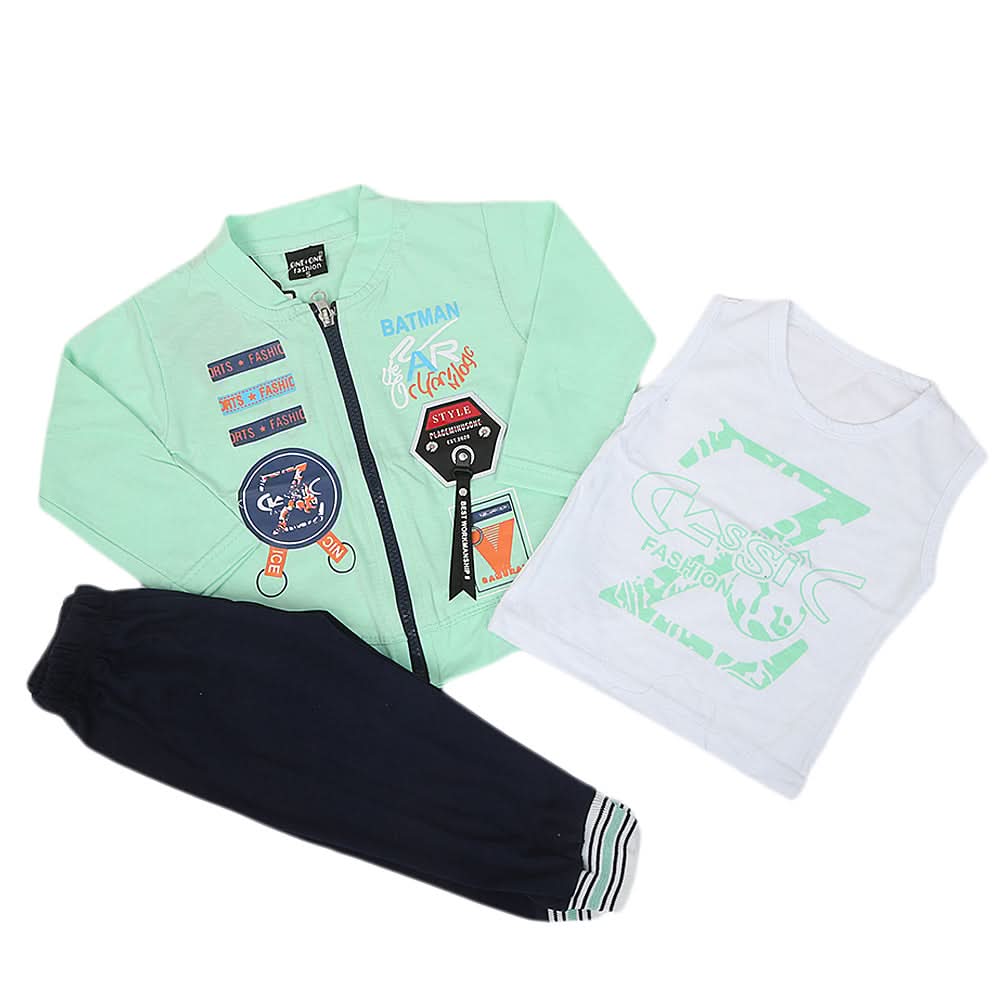 Boys Full Sleeves 3 Piece Suit - Cyan, Kids, Boys Sets And Suits, Chase Value, Chase Value
