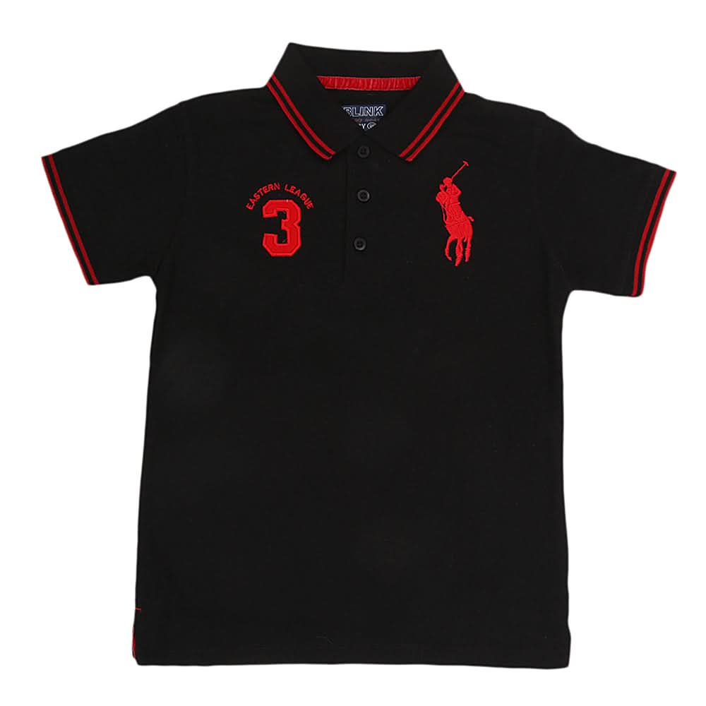 Boys Half Sleeves Polo T-Shirt - Black, Kids, Boys T-Shirts, Chase Value, Chase Value