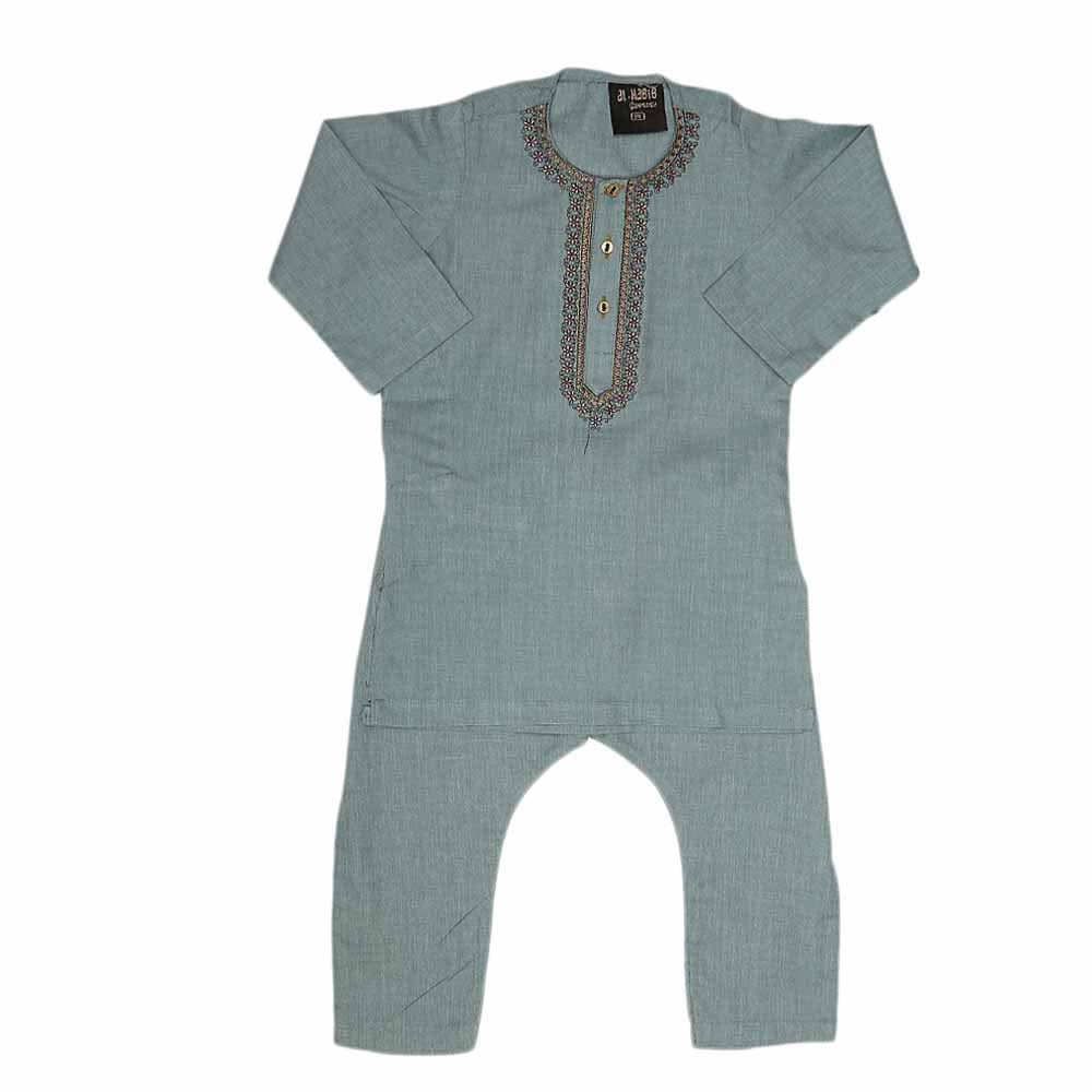Boys Embroidered Shalwar Suit - Steel Blue, Kids, Boys Shalwar Kameez, Chase Value, Chase Value