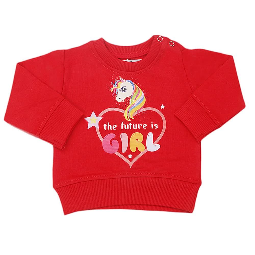 Newborn Girls Terry T-Shirt - Red, Kids, New Born Girls T-Shirts, Chase Value, Chase Value