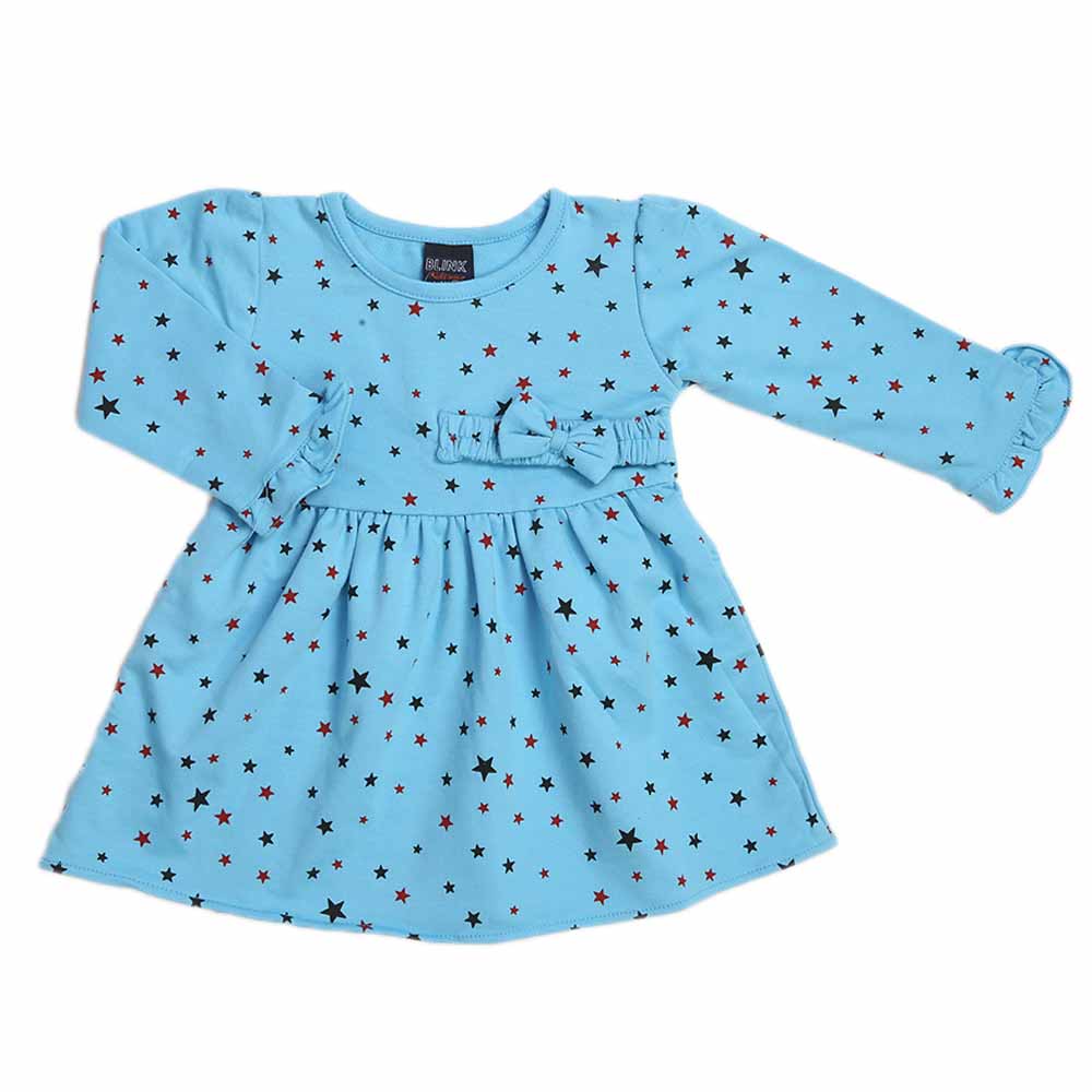 Girls Full Sleeves Frock - Light Blue, Girls Frocks, Chase Value, Chase Value