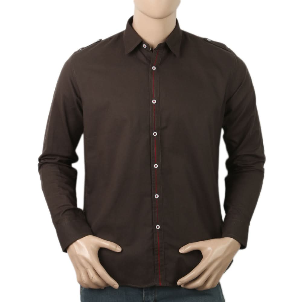 Men's Full Sleeves Casual Shirt - Dark Brown, Men, Shirts, Chase Value, Chase Value