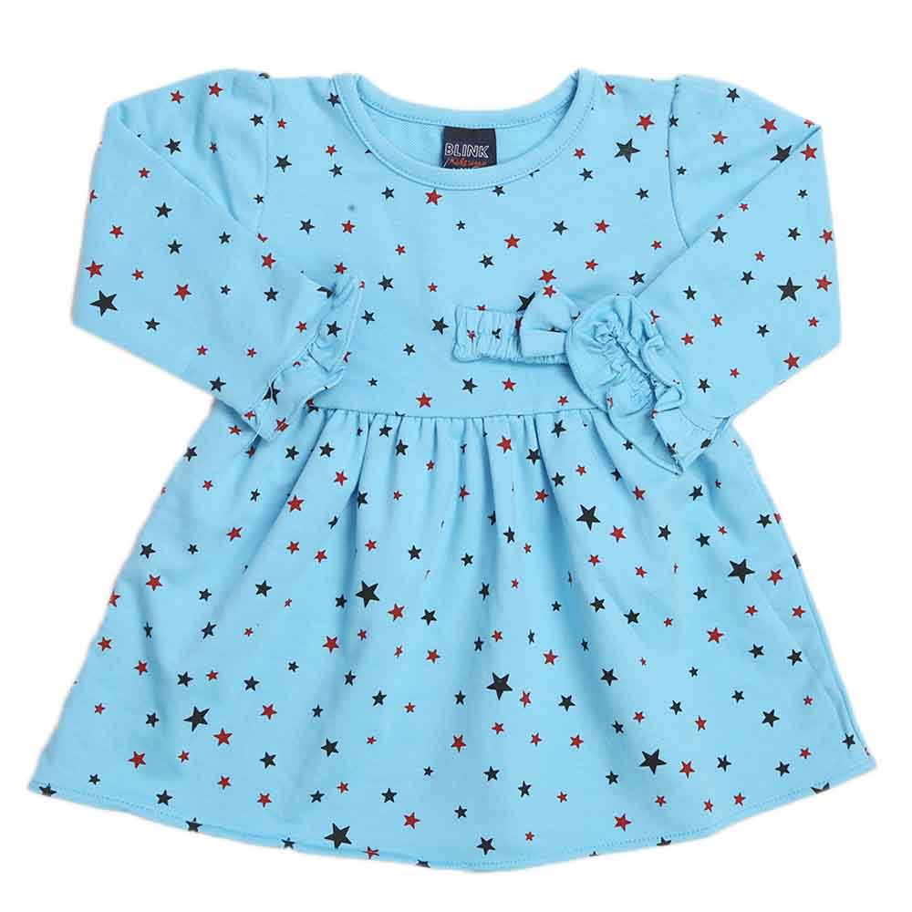 Girls Full Sleeves Frock - Light Blue, Girls Frocks, Chase Value, Chase Value