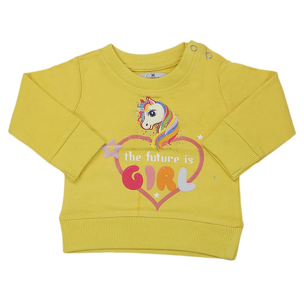 Newborn Girls Terry T-Shirt - Yellow, Kids, New Born Girls T-Shirts, Chase Value, Chase Value