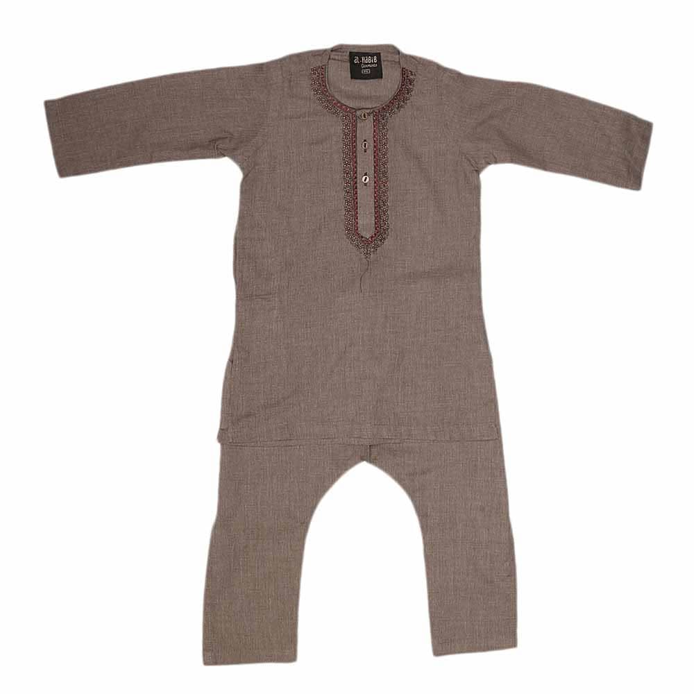 Boys Embroidered Shalwar Suit - Brown, Kids, Boys Shalwar Kameez, Chase Value, Chase Value