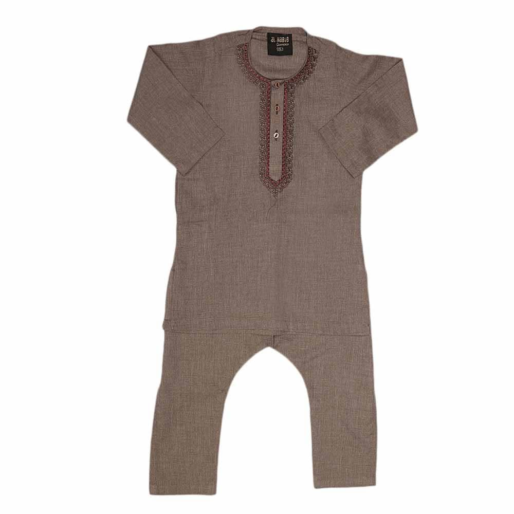 Boys Embroidered Shalwar Suit - Brown, Kids, Boys Shalwar Kameez, Chase Value, Chase Value