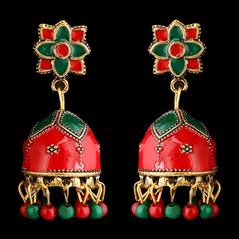 Women's Fancy Ear Jhumki - Red, Women, Earrings & Tops, Chase Value, Chase Value