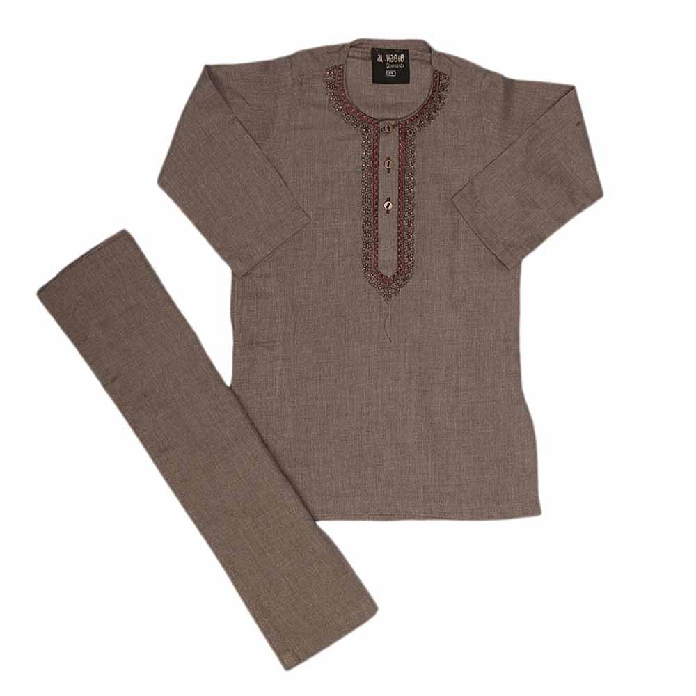 Boys Embroidered Shalwar Suit - Brown, Kids, Boys Shalwar Kameez, Chase Value, Chase Value