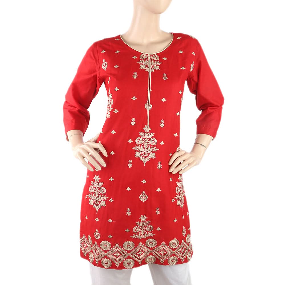 Women's Embroidery Kurti - Red, Women, Ready Kurtis, Chase Value, Chase Value
