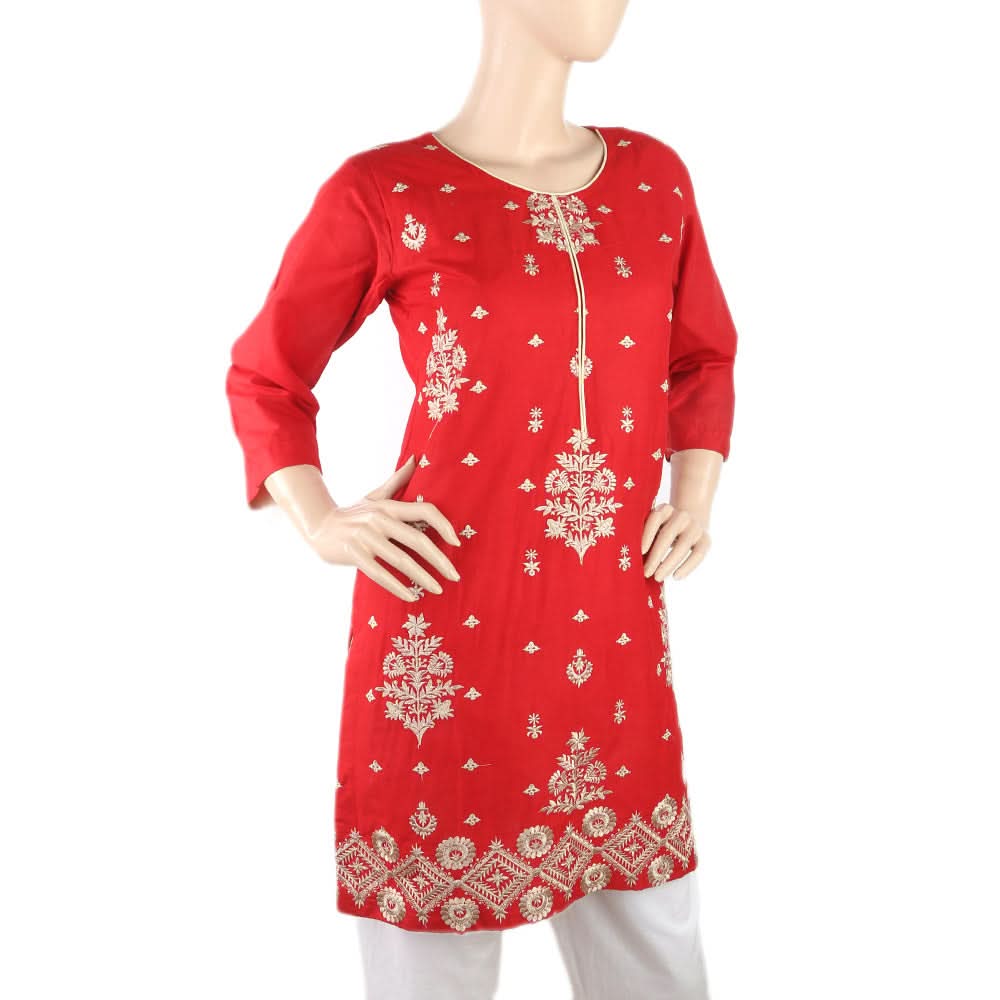 Women's Embroidery Kurti - Red, Women, Ready Kurtis, Chase Value, Chase Value