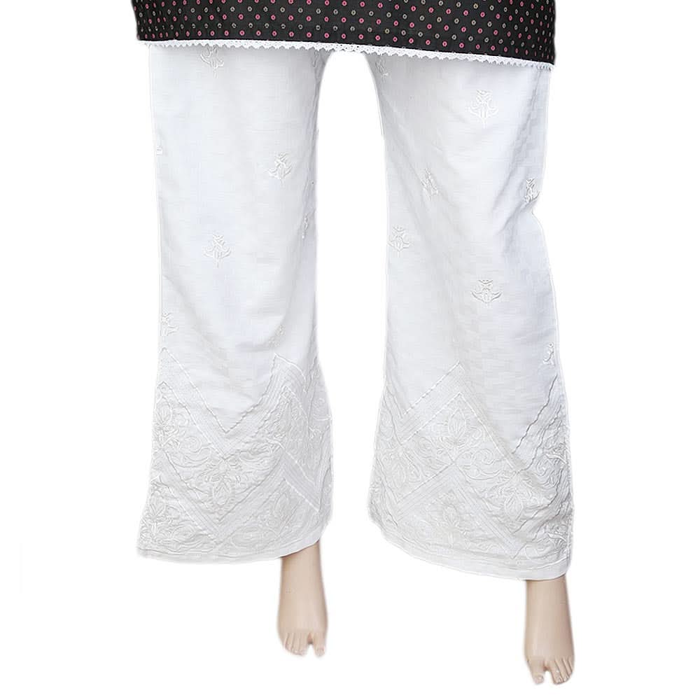 Women's Embroidered Bell Bottom Trouser - White, Women, Pants & Tights, Chase Value, Chase Value