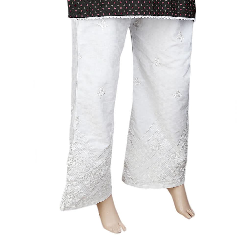 Women's Embroidered Bell Bottom Trouser - White, Women, Pants & Tights, Chase Value, Chase Value