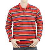 Men's Full Sleeves Yarn Dyed Polo T-Shirt - Red, Men, T-Shirts And Polos, Chase Value, Chase Value