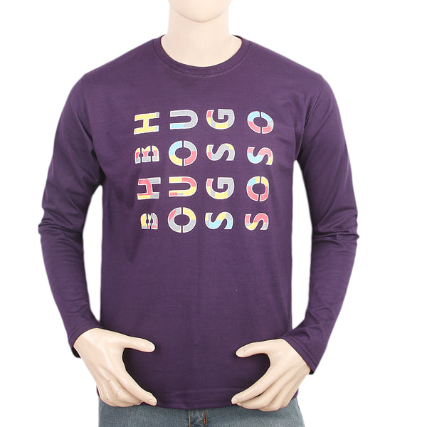 Men's Full Sleeves Printed T-Shirt - Purple, Men, T-Shirts And Polos, Chase Value, Chase Value