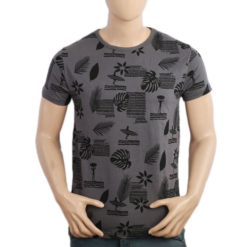 Men's Half Sleeves Round Neck T-Shirt - Dark Grey, Men, T-Shirts And Polos, Chase Value, Chase Value