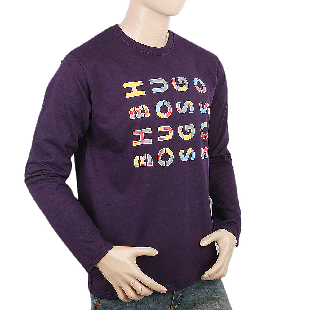 Men's Full Sleeves Printed T-Shirt - Purple, Men, T-Shirts And Polos, Chase Value, Chase Value