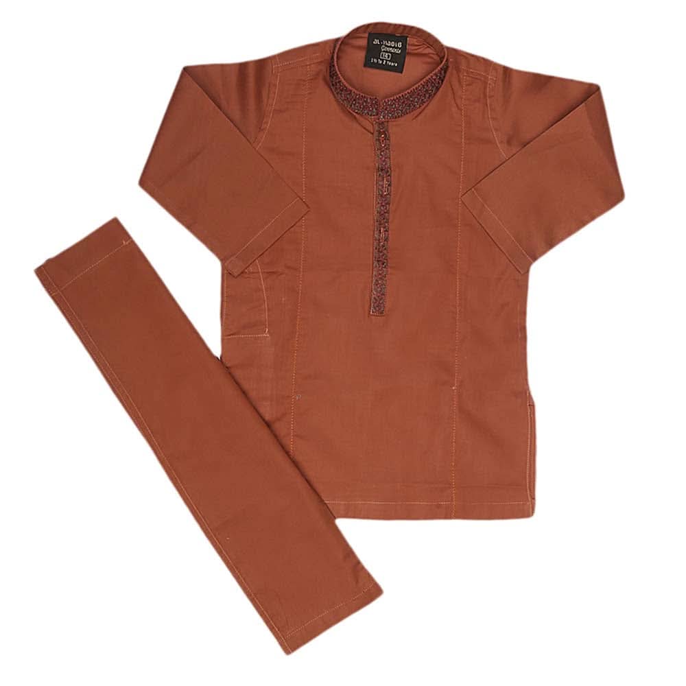 Boys Embroidered Shalwar Suit - Copper, Kids, Boys Shalwar Kameez, Chase Value, Chase Value
