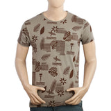 Men's Half Sleeves Round Neck T-Shirt - Brown, Men, T-Shirts And Polos, Chase Value, Chase Value