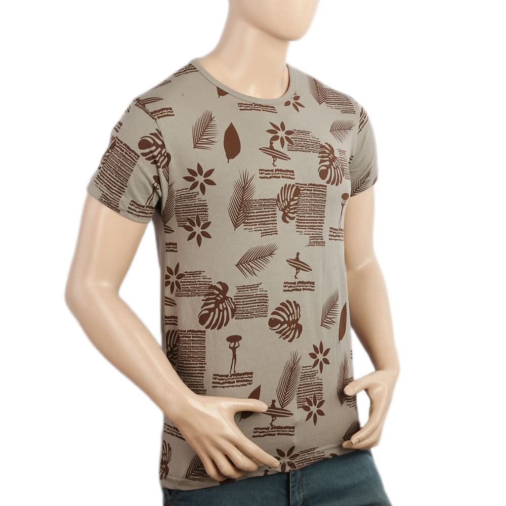 Men's Half Sleeves Round Neck T-Shirt - Brown, Men, T-Shirts And Polos, Chase Value, Chase Value