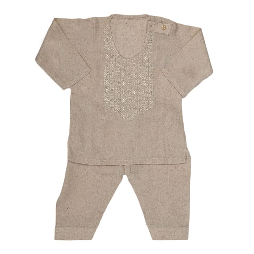 Newborn Boys Embroidered Shalwar Kameez - Fawn, Kids, NB Boys Shalwar Suits, Chase Value, Chase Value