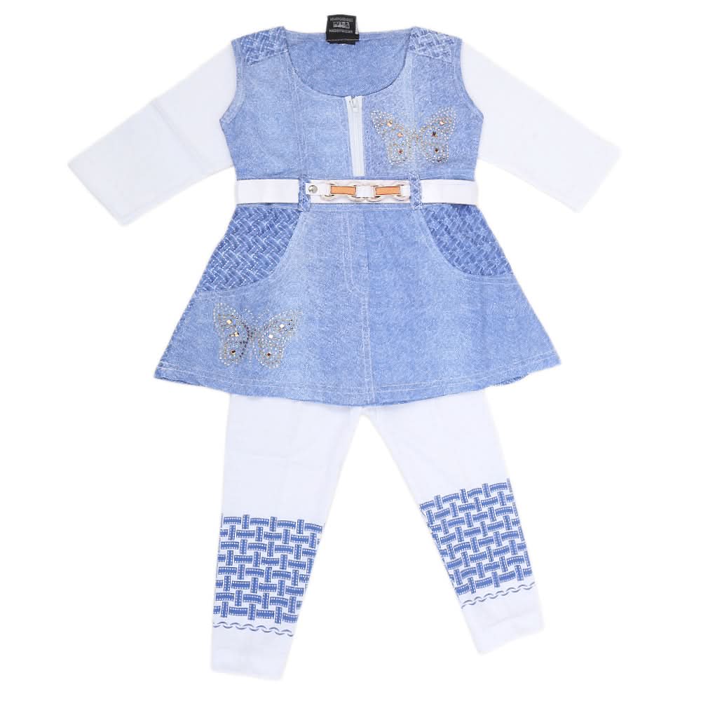 Girls Half Sleeves Tights Suit - Blue, Kids, Girls Sets And Suits, Chase Value, Chase Value