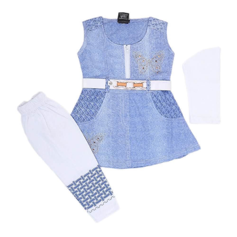 Girls Half Sleeves Tights Suit - Blue, Kids, Girls Sets And Suits, Chase Value, Chase Value