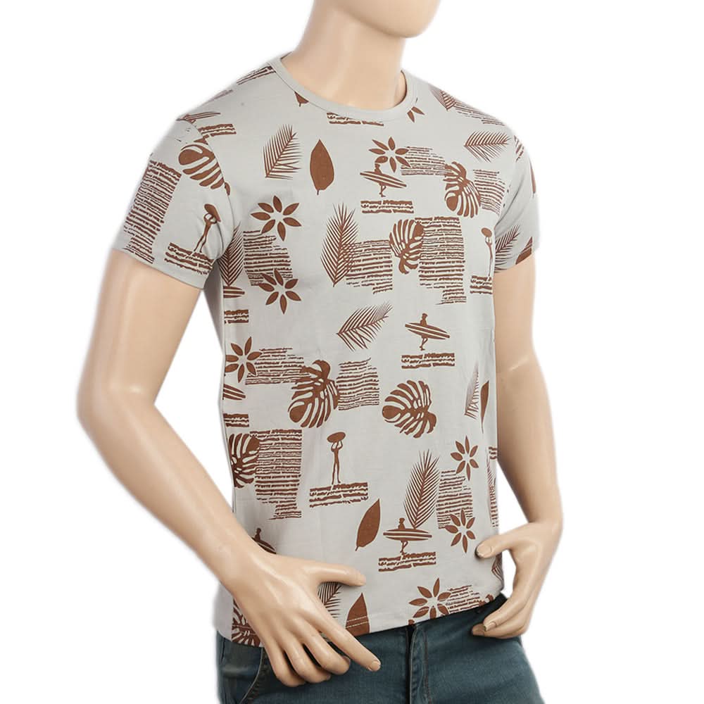 Men's Half Sleeves Round Neck T-Shirt - Light Grey, Men, T-Shirts And Polos, Chase Value, Chase Value