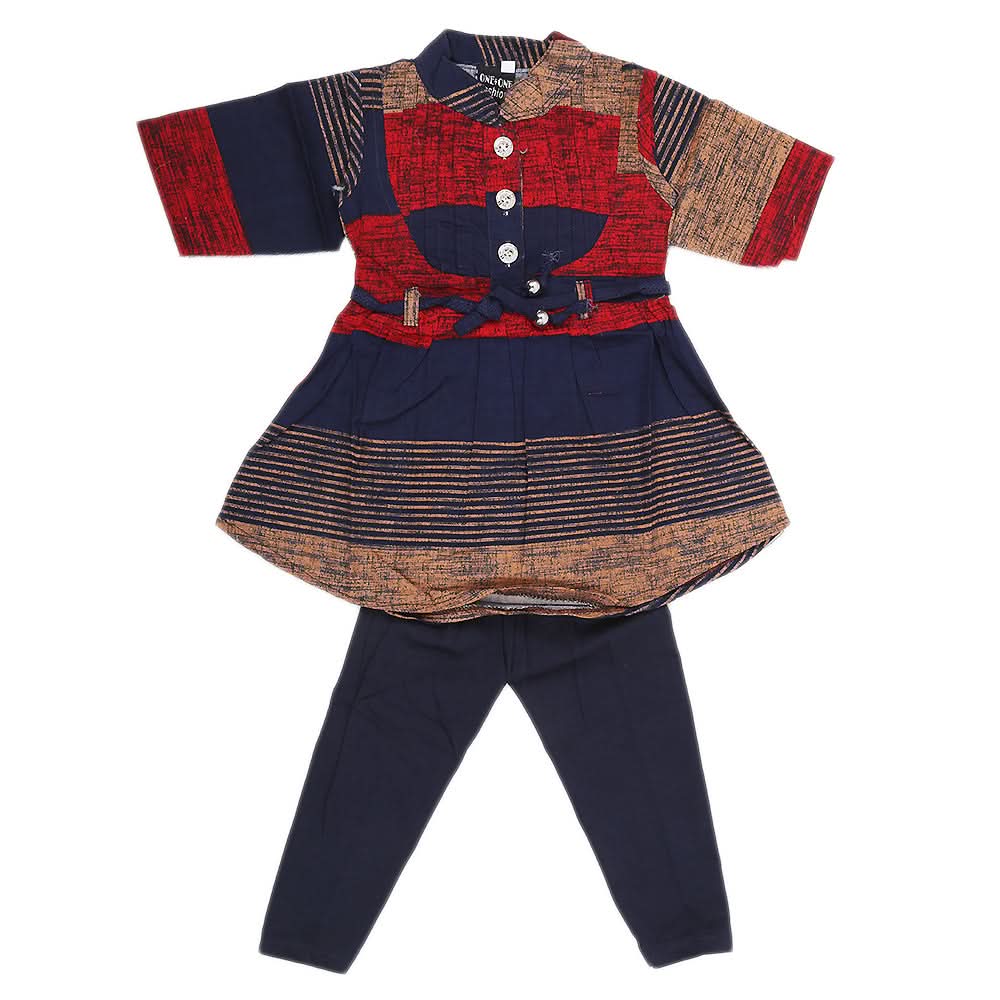 Girls Half Sleeves Tights Suit - Navy Blue, Kids, Girls Sets And Suits, Chase Value, Chase Value