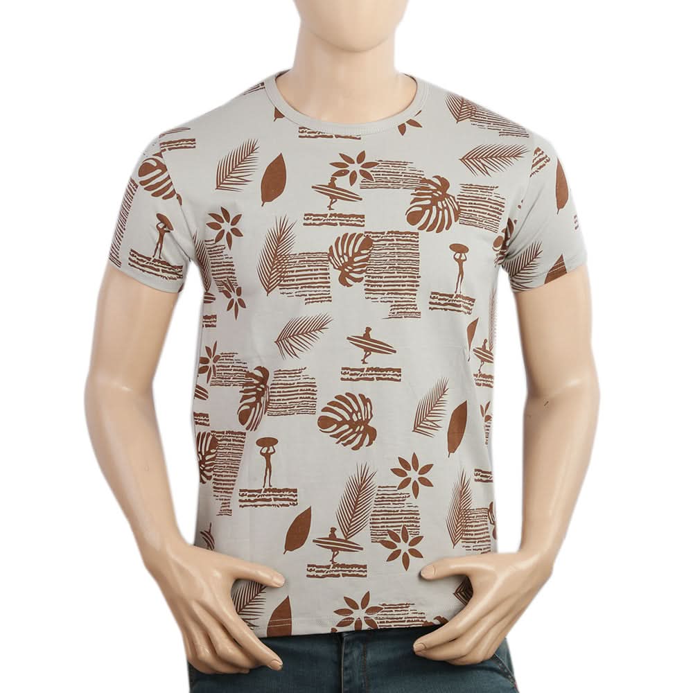 Men's Half Sleeves Round Neck T-Shirt - Light Grey, Men, T-Shirts And Polos, Chase Value, Chase Value