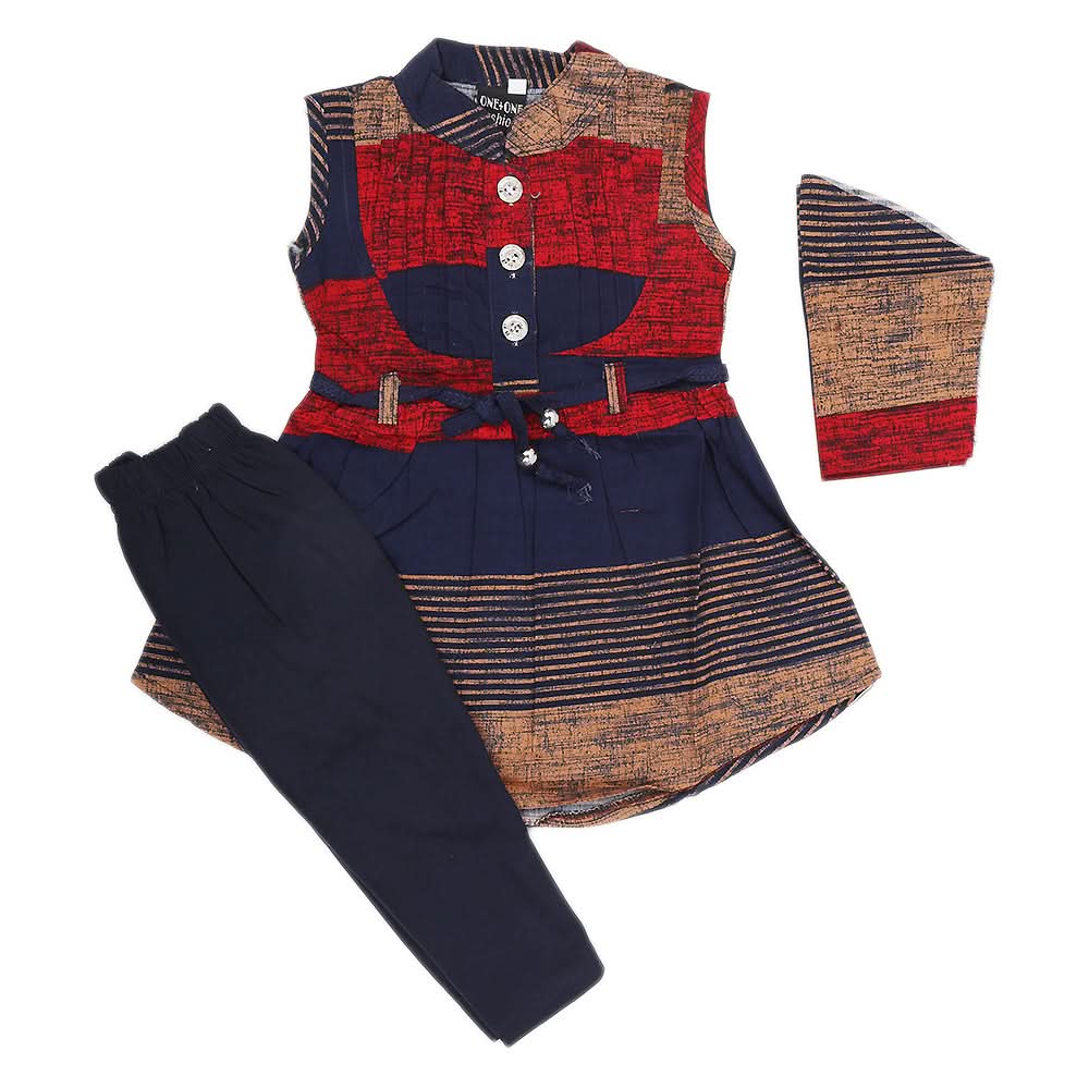 Girls Half Sleeves Tights Suit - Navy Blue, Kids, Girls Sets And Suits, Chase Value, Chase Value
