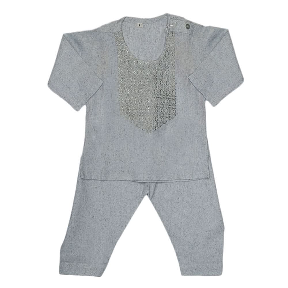 Newborn Boys Embroidered Shalwar Kameez - Grey, Kids, NB Boys Shalwar Suits, Chase Value, Chase Value
