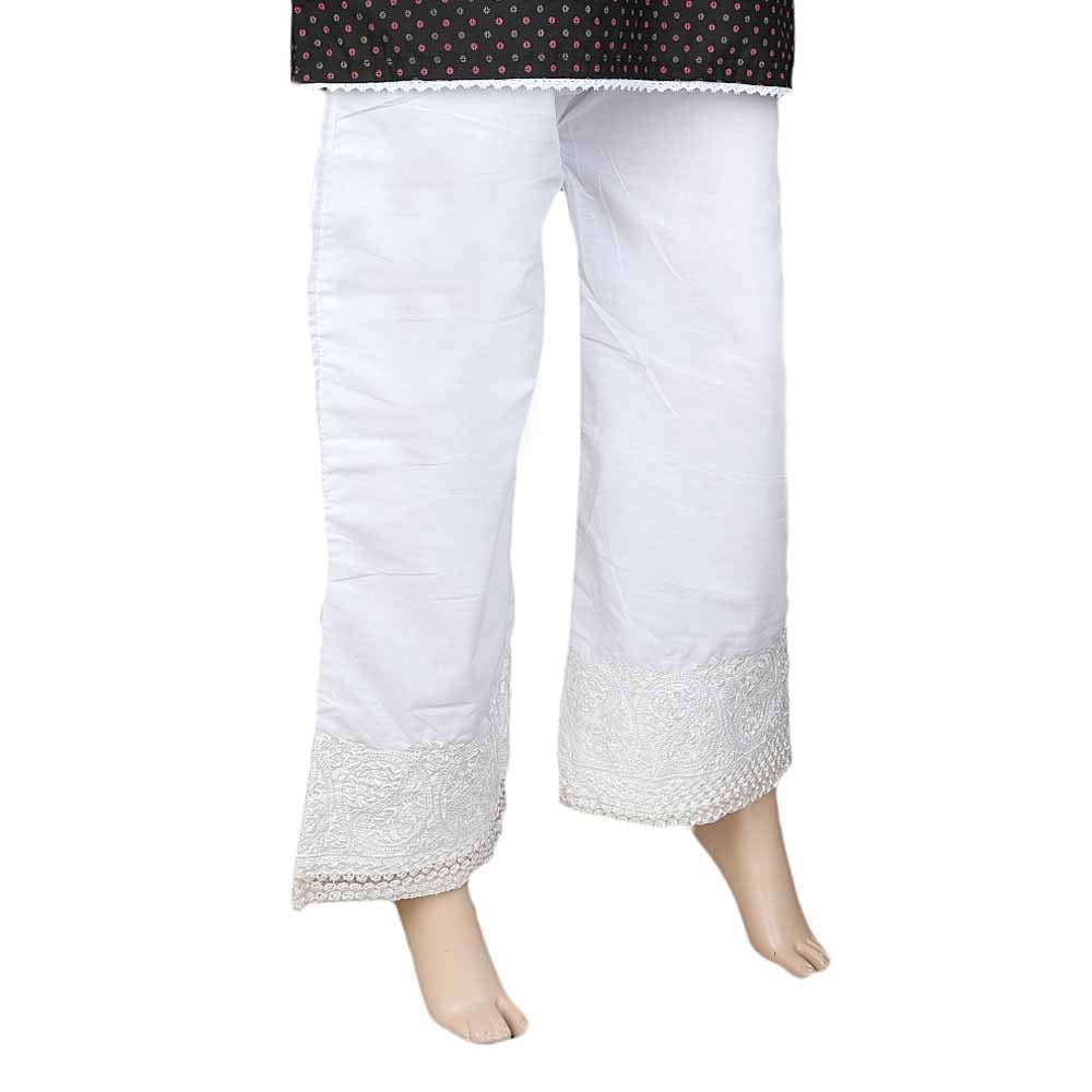 Women's Bell Bottom Embroidered Trouser - White, Women, Pants & Tights, Chase Value, Chase Value