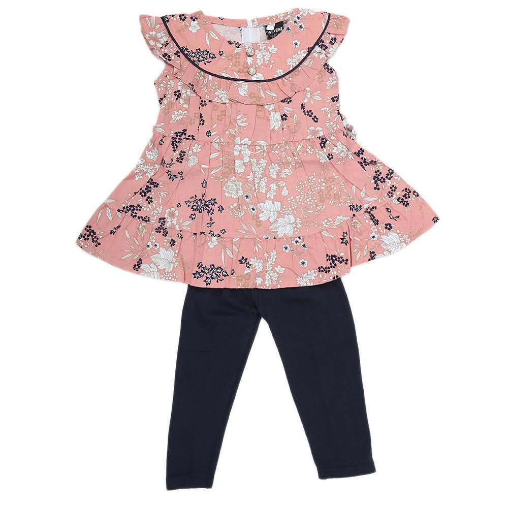 Girls Half Sleeves Tights Suit - Peach, Kids, Girls Sets And Suits, Chase Value, Chase Value
