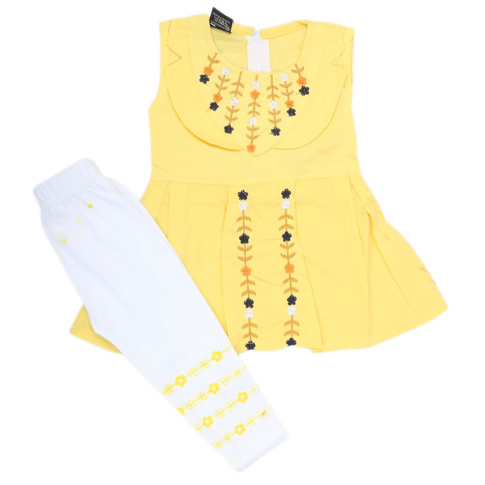 Girls Half Sleeves Tights Suit - Yellow, Kids, Girls Sets And Suits, Chase Value, Chase Value