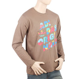 Men's Full Sleeves Printed T-Shirt - Brown, Men, T-Shirts And Polos, Chase Value, Chase Value