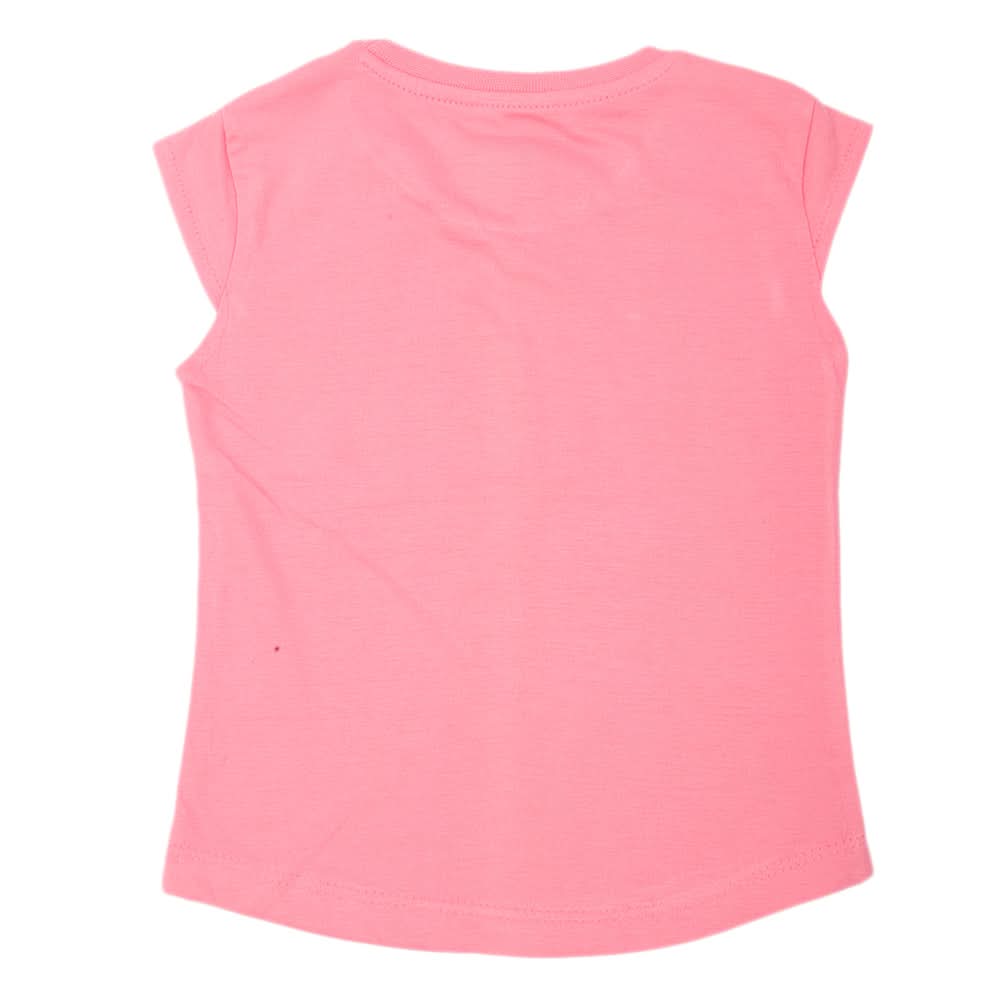 Girls Printed Half Sleeves T-Shirt 4697 - Pink, Kids, Girls T-Shirts, Chase Value, Chase Value