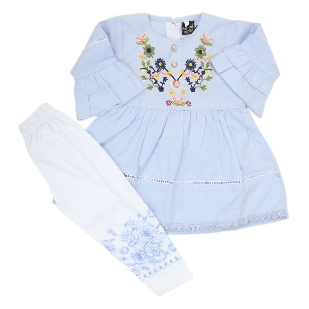 Girls Half Sleeves Tights Suit - Blue, Kids, Girls Sets And Suits, Chase Value, Chase Value