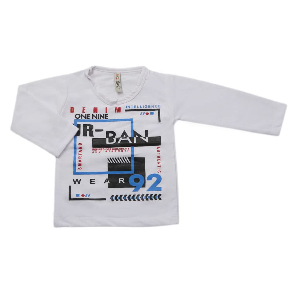 Boys Full Sleeves T-Shirt - White, Kids, Boys T-Shirts, Chase Value, Chase Value