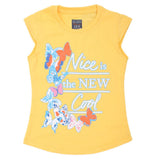Girls Printed Half Sleeves T-Shirt 4695 - Yellow, Kids, Girls T-Shirts, Chase Value, Chase Value