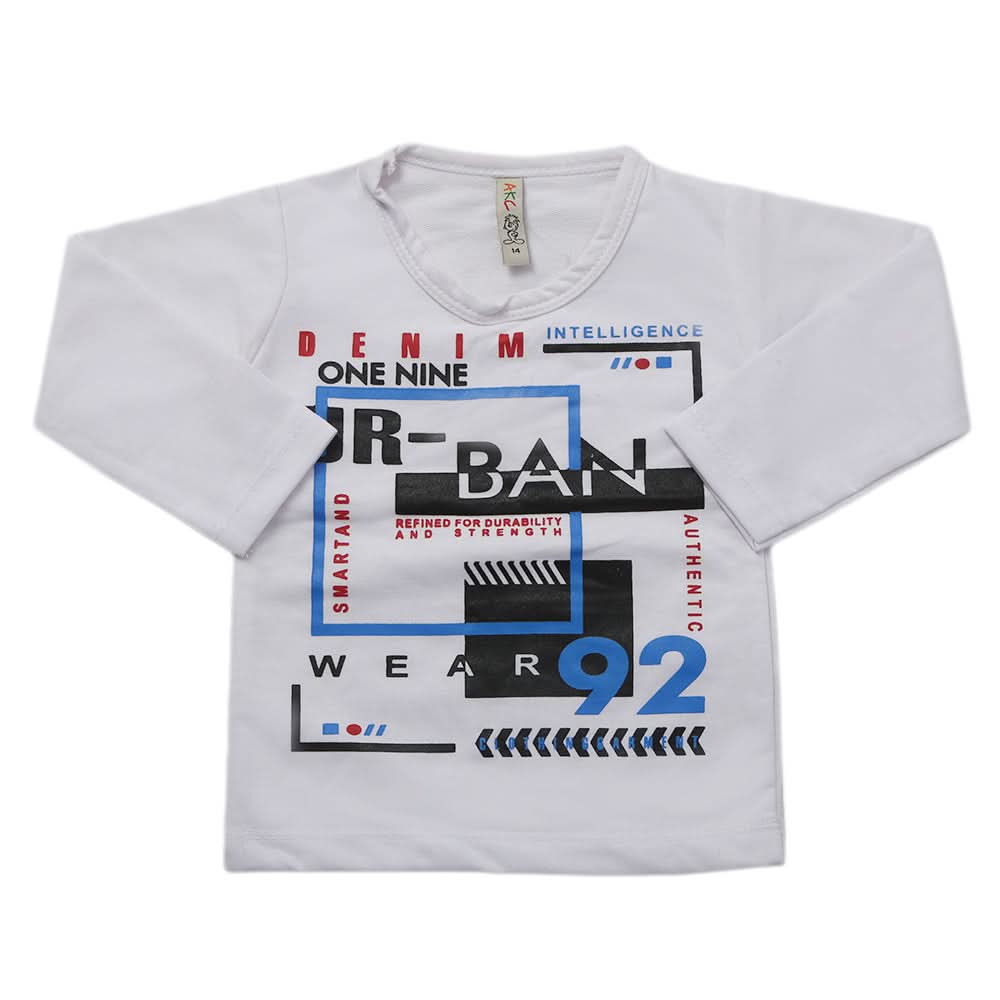 Boys Full Sleeves T-Shirt - White, Kids, Boys T-Shirts, Chase Value, Chase Value